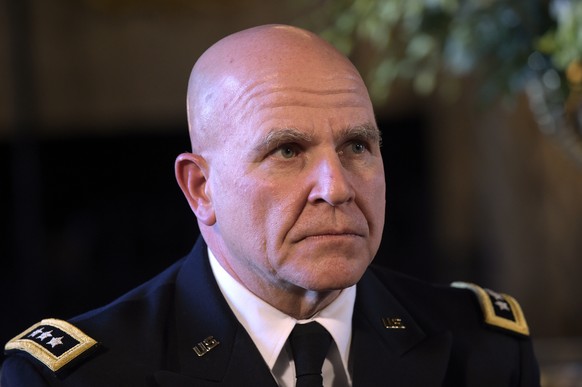 FILE - In this Feb. 20, 2017, file photo, Army Lt. Gen. H.R. McMaster listens as President Donald Trump makes the announcement at Trump&#039;s Mar-a-Lago estate in Palm Beach, Fla., that McMaster will ...