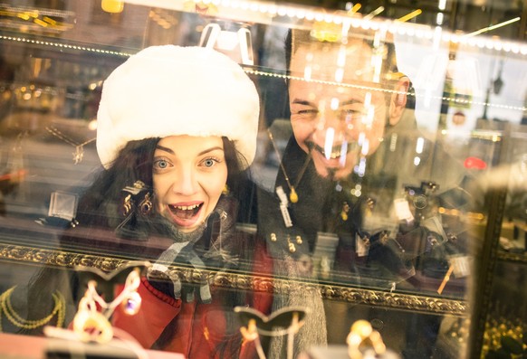 Couple with Christmas gifts.