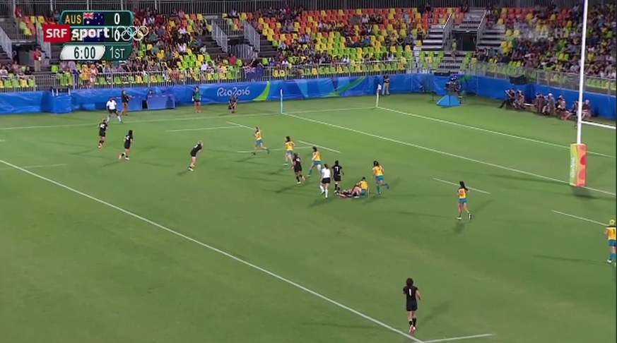 Rugby-Final der Frauen zwischen Australien und Neuseeland: Auch hier hätte es noch reichlich Platz im Stadion.<br data-editable="remove">