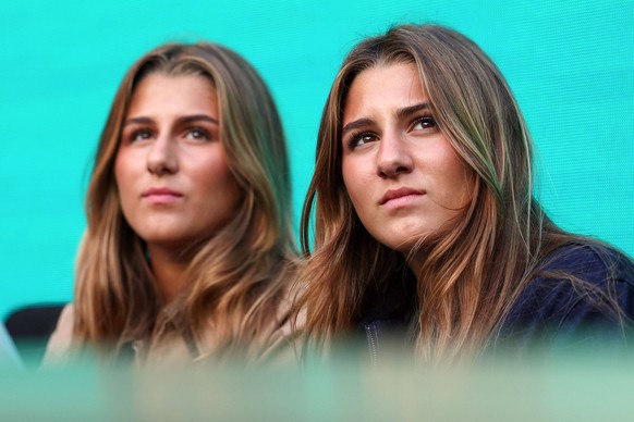 The twin daughters of Roger Federer, Myla Federer and Charlene Federer Australian Open tennis tournament, Day Three, Melbourne Park, Australia - 20 Jan 2026Melbourne Melbourne Park Victoria VIC Austra ...