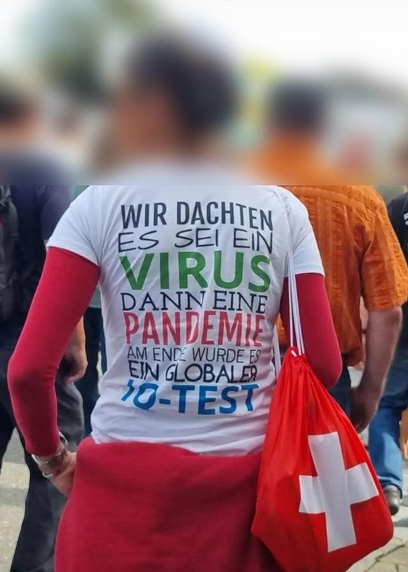 Der bei Reddit veröffentlichte Beitrag trägt den Titel: «Selbstironie an der Covidioten-Demo🤣».