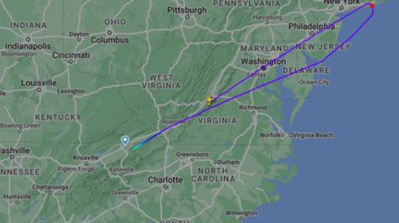 The flight path of the Cessna Citation that startled people in the Washington area.