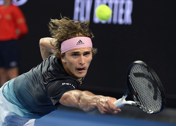 Germany&#039;s Alexander Zverev makes a backhand return to France&#039;s Jeremy Chardy during their second round match at the Australian Open tennis championships in Melbourne, Australia, Thursday, Ja ...