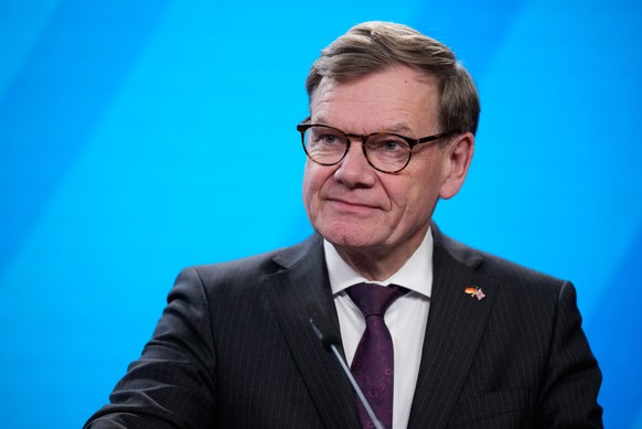 Germany's Foreign Minister Johann Wadephul attends a joint press conference with Britain's Foreign Secretary Yvette Cooper, at the Foreign Ministry in Berlin, Germany, Wednesday, Nov. 19, 20 ...