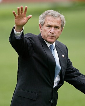 epa05819261 (FILE) A file photograph dated 28 July 2003 showing US President George W. Bush waving as he walks across the South Lawn of the White House in Washington, DC., USA. In his first in-depth i ...