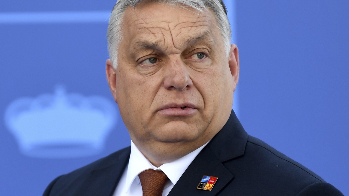 Hungary President Viktor Orban arrives at the NATO Heads of State summit in Madrid, Thursday, June 30, 2022. North Atlantic Treaty Organization heads of state are meeting for the final day of a NATO s ...