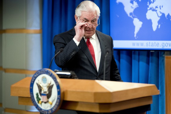 Secretary of State Rex Tillerson arrives for a news conference at the State Department in Washington, Tuesday, March 13, 2018. President Donald Trump fired Tillerson and said he would nominate CIA Dir ...