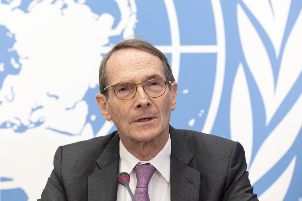 Erik Mose, Chair of the Independent International Commission of Inquiry on Ukraine, talks to the media during a press conference following an oral update of the Independent International Commission of ...