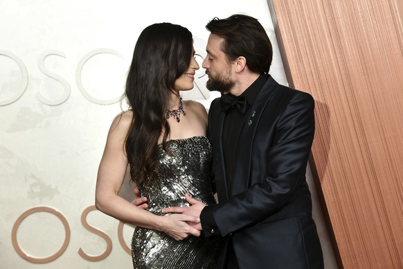 Jazz Charton, left, and Kieran Culkin arrive at the Oscars on Sunday, March 2, 2025, at the Dolby Theatre in Los Angeles. (Photo by Richard Shotwell/Invision/AP)
Jazz Charton,Kieran Culkin
