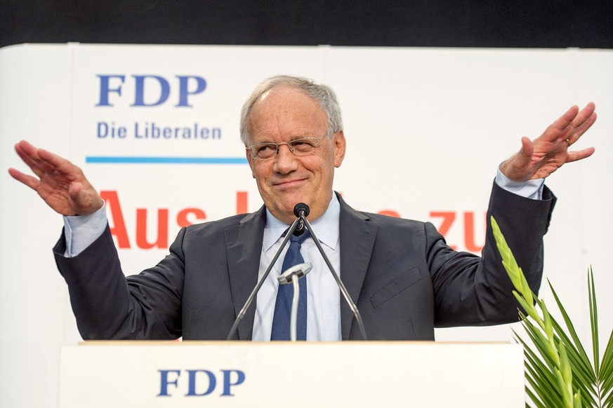 FDP-Bundesrat Schneider-Ammann sprach am Parteitag auch zur Steuerkritik.