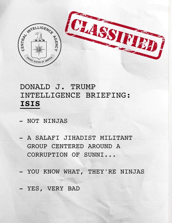 Trump wird vom Geheimdienst informiert – nun haben alle Angst, dass er alles ausplappert
Sieht dann etwa so aus: