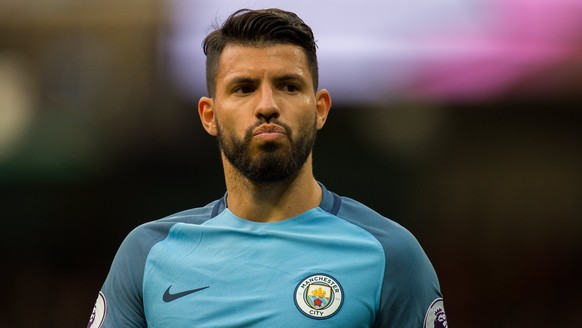 epa05968463 Manchester City&#039;s Sergio Aguero reacts during the English Premier League soccer match between Manchester City and West Bromwich Albion held at the Etihad Stadium, Manchester, Britain, ...