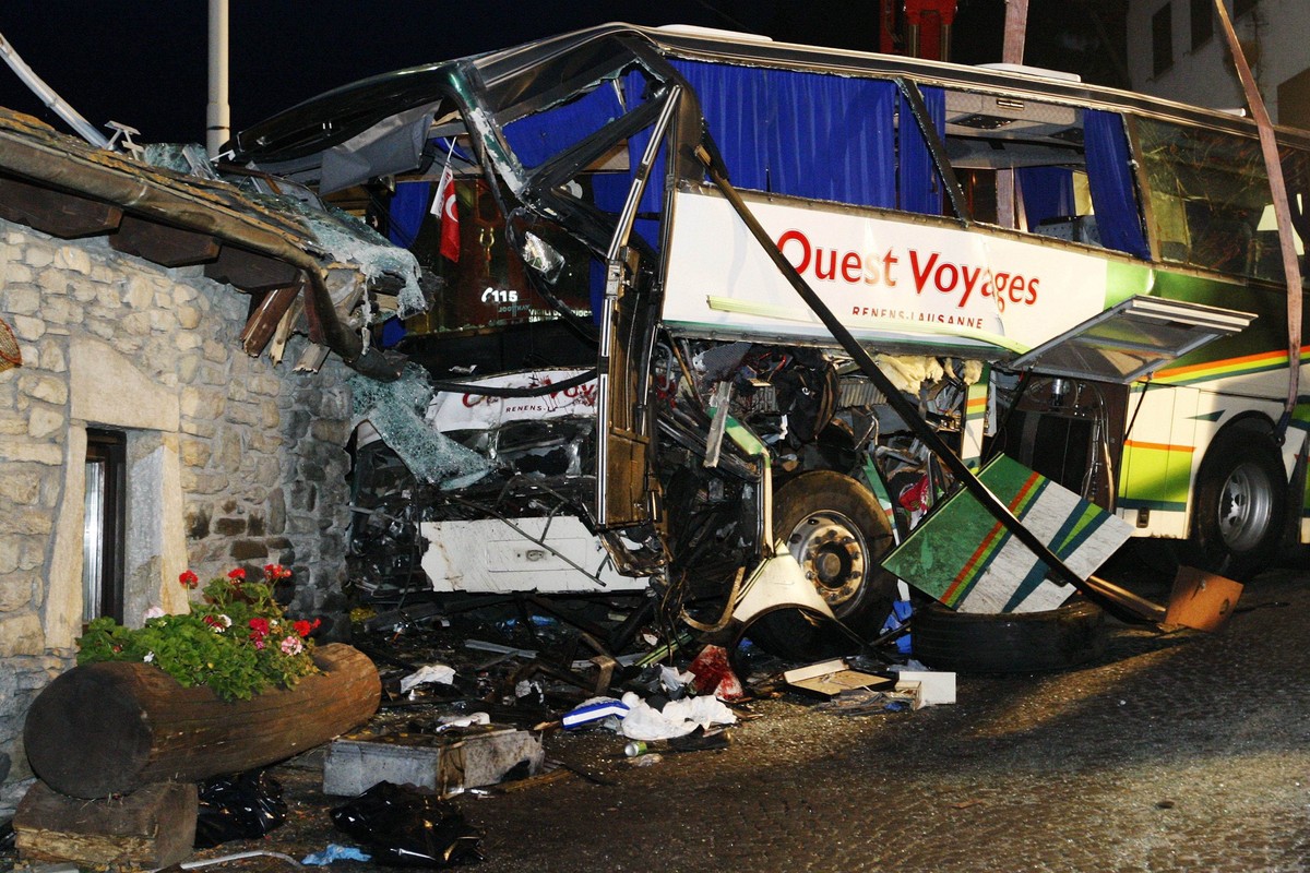 21. Oktober 2008: Auf der italienischen Seite des Grossen St. Bernhard verunfallt ein Car mit Mitgliedern des Neuenburger Fanclubs von Juventus Turin, wobei der 81-jährige Chauffeur und ein 56-jährige ...