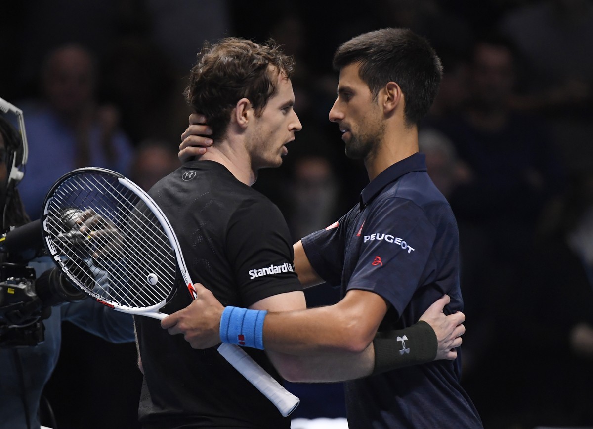 Tennis Britain - Barclays ATP World Tour Finals - O2 Arena, London - 20/11/16 Great Britain's Andy Murray and Serbia's Novak Djokovic after the final Reuters / Toby Melville Livepic EDITORIA ...