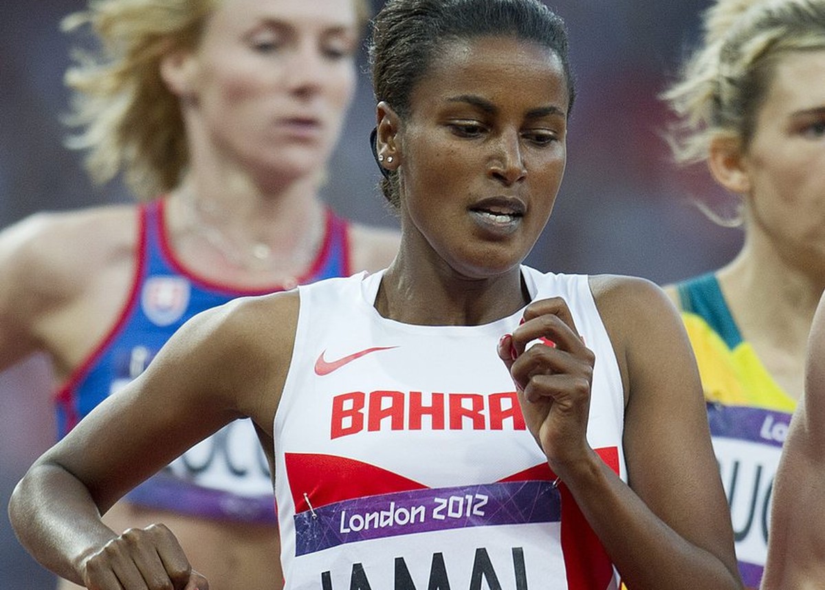 Bahrain Maryam Yusuf Jamal competes in the women's 1500m semifinals in the Olympic Stadium in London, Great Britain, at the London 2012 Olympic Summer Games, pictured on Wednesday, August 8, 2012 ...