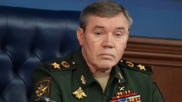 epa11037476 General Staff of the Russian Armed Forces Valery Gerasimov attends an expanded meeting of Russian President Vladimir Putin with the Russian Defence Ministry Board at the Russian National D ...
