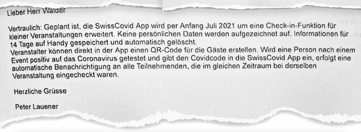 E-mail Peter Lauener - Marc Walder