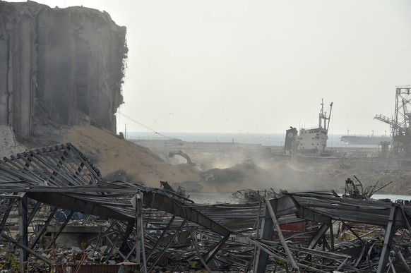 epa08599718 General view of the aftermath of Beirut port blast eight days after the explosion that rocked Beirut port, in Beirut, Lebanon, 12 August 2020. Lebanese Health Ministry said at least 171 pe ...