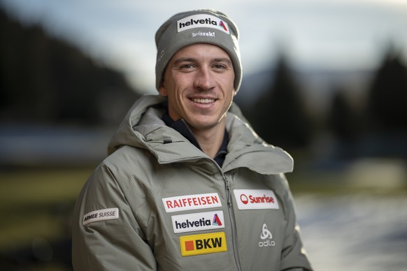 Valerio Grond posiert fuer ein Portrait am Medientreffen von Swiss Ski, am Montag, 10. November 2025, in Davos. (KEYSTONE/Gian Ehrenzeller)