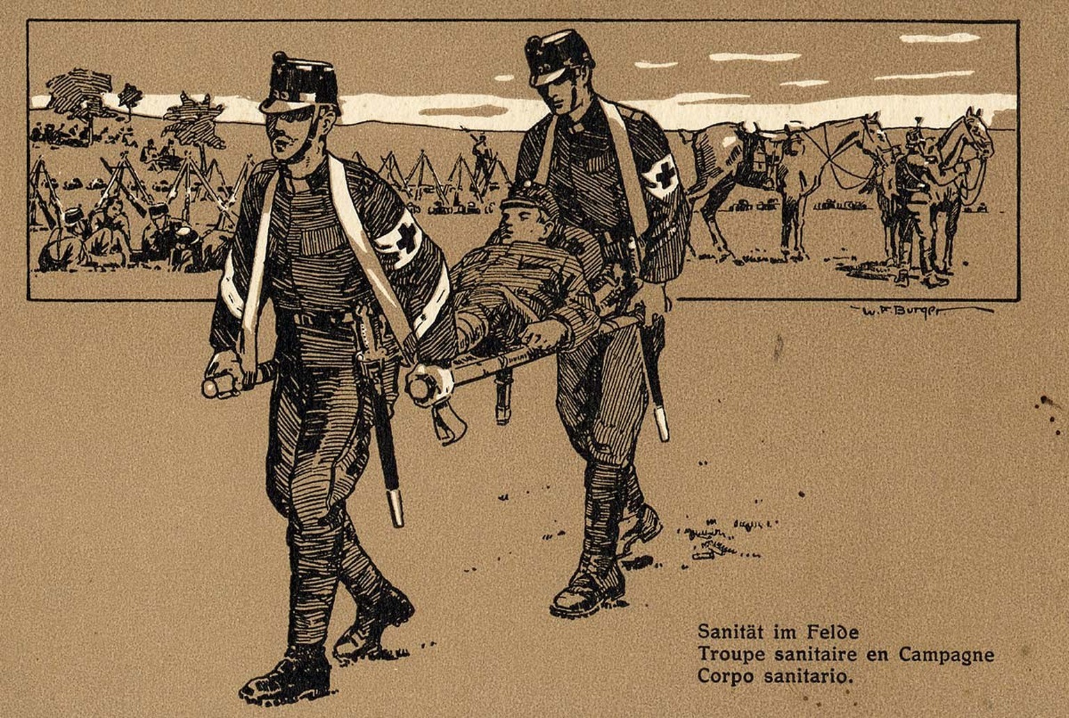 CG Jung served on active duty in the Swiss Army Medical Corps during World War I.  Military postcard from 1914. https://www.historic.admin.ch/media/image/similarassets/9aebf646-3873-4dee-b ...