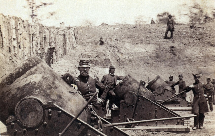 Unionsartillerie bei Yorktown, Virginia, 1862.