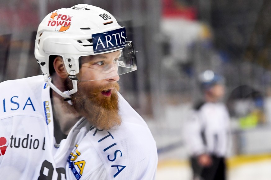 Lugano&#039;s Linus Klasen, beim Eishockey-Qualifikationsspiel der National League A zwischen dem HC Davos und dem HC Lugano, am Samstag, 2. Maerz 2019, in der Vaillant Arena in Davos. (KEYSTONE/Gian  ...