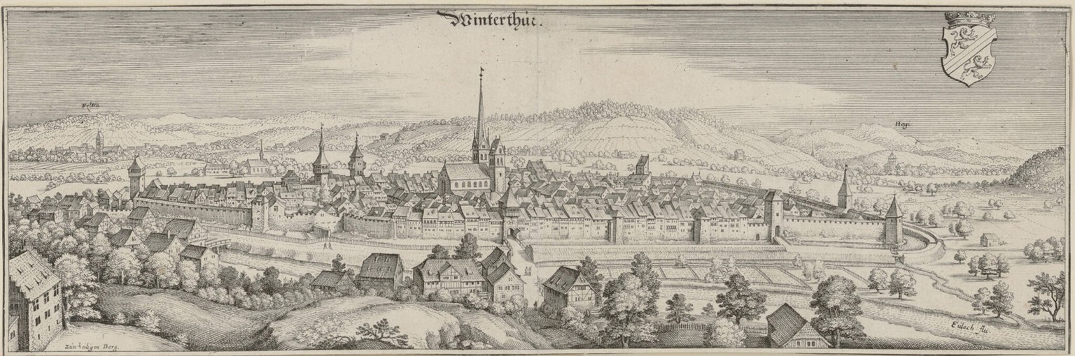 Winterthur in an engraving by Matthäus Merian, around 1640. https://doi.org/10.16903/ethz-grs-D_035761