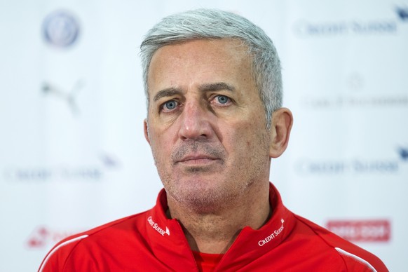 epa07173672 Switzerland&#039;s head coach Vladimir Petkovic attends a press conference in Lucerne, Switzerland, 17 November 2018. Switzerland will face Belgium in their UEFA Nations League soccer matc ...