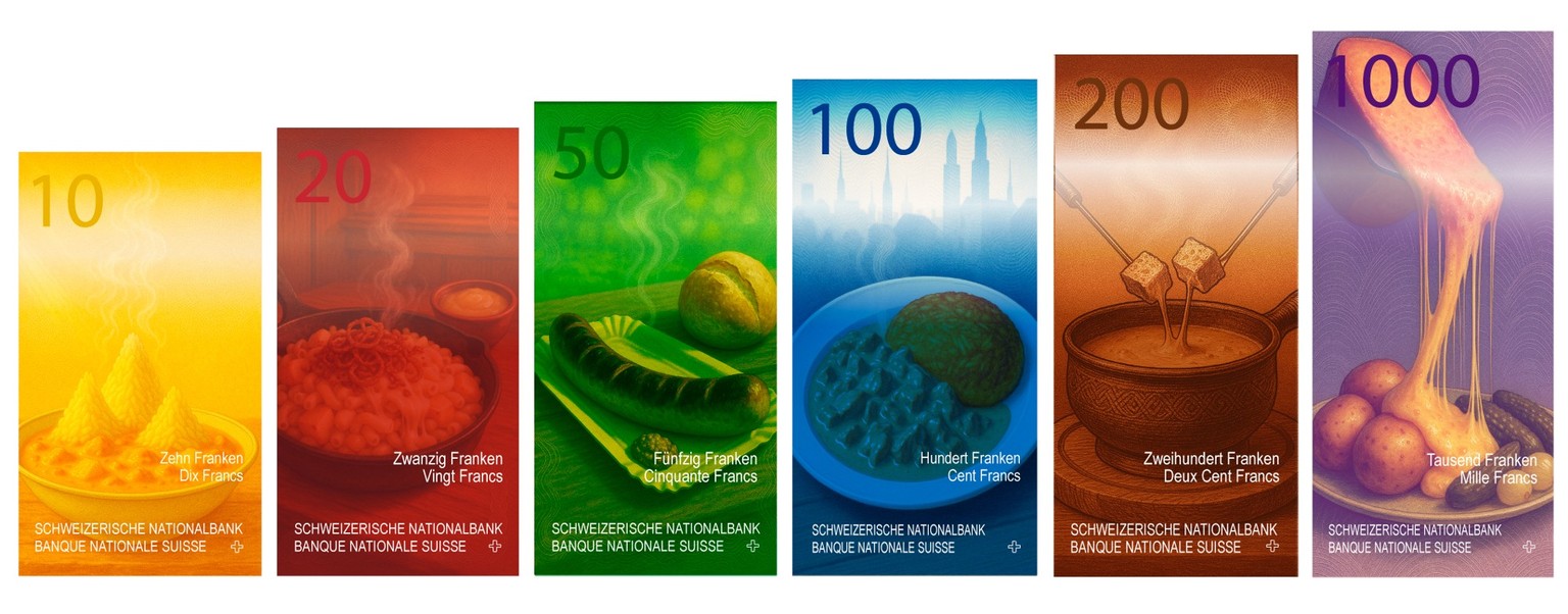 Wir haben da ein paar Ideen für neue Banknoten für die Schweiz.