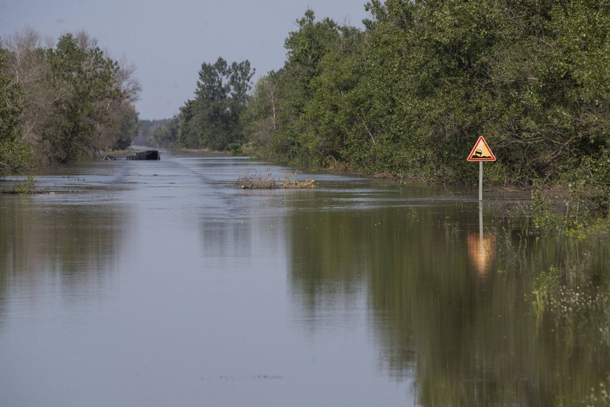 Russia Ukraine Kakhovka HPP Destruction 8449574 07.06.2023 The view shows a flooded area after the Kakhovka hydroelectric power station was destroyed during the Russian military operation in Ukr...