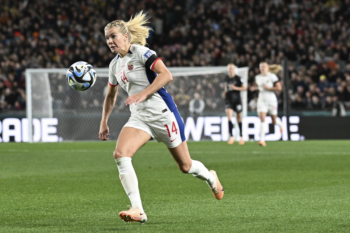 FILE - Norway's Ada Hegerberg runs with the ball during the Women's World Cup soccer match between New Zealand and Norway in Auckland, New Zealand, Thursday, July 20, 2023. (AP Photo/Andrew  ...