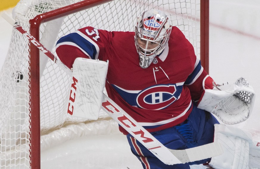 Montreal Canadiens goaltender Carey Price is scored on by Toronto Maple Leafs&#039; Auston Matthews during the second period of an NHL hockey preseason game Wednesday, Sept. 26, 2018, in Montreal. (Gr ...