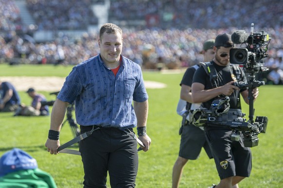 Joel Wicki im 4. Gang am Eidgenoessischen Schwing- und Aelplerfest (ESAF) in Zug, am Samstag, 24. August 2019. (KEYSTONE/Urs Flueeler)