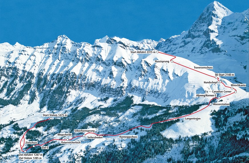 Pistenplan Lauberhorn Wengen Abfahrt