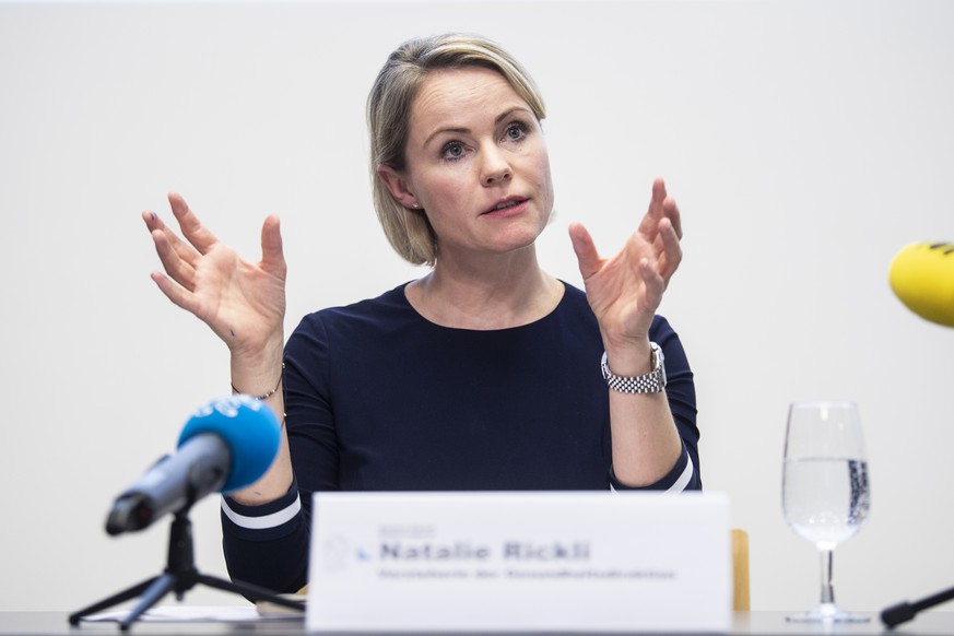 Regierungsraetin Natalie Rickli, Gesundheitsdirektorin, informiert ueber die Massnahmen zur Sicherstellung des Contact Tracing bei Besucherinnen und Besuchern von Clubs, aufgenommen am Mittwoch, 1. Ju ...