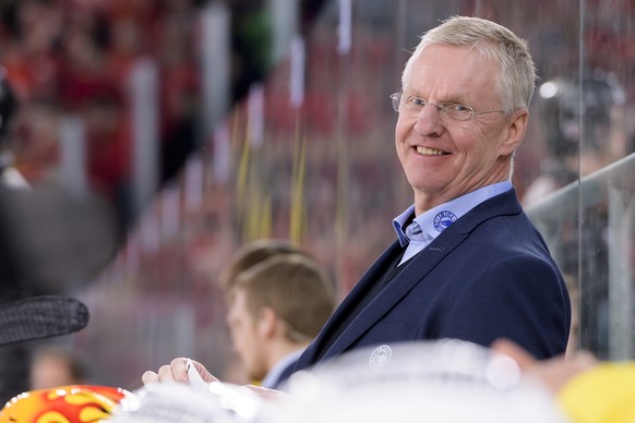 SC Bern Cheftrainer Kari Jalonen, fotografiert im zweiten Eishockey Playoff-Halbfinalspiel der National League zwischen dem EHC Biel und dem SC Bern, am Donnerstag, 28. Maerz 2019, in der Tissot Arena ...