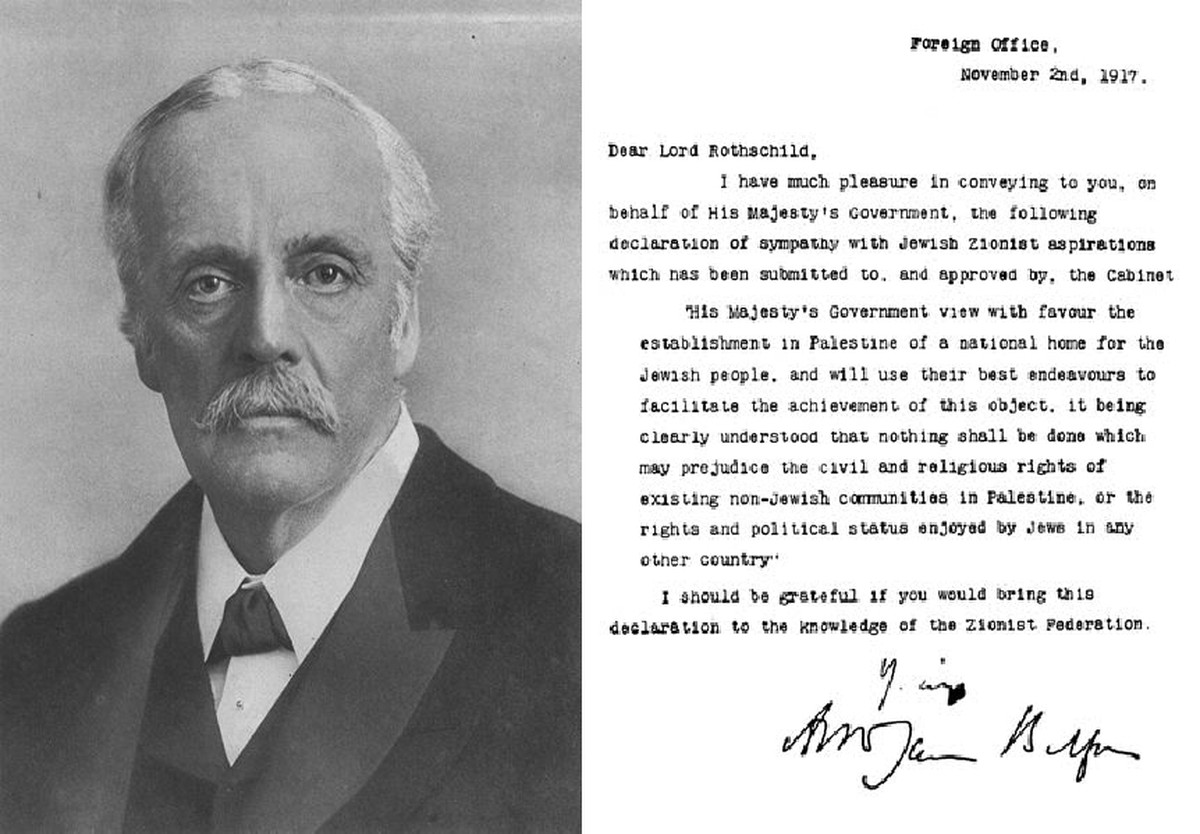 Arthur Balfour und die von ihm verfasste Deklaration.