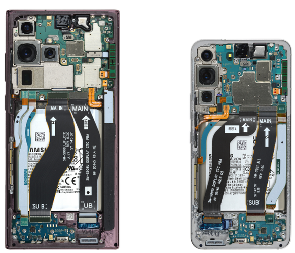 Das Galaxy S22 Ultra und das kleinere Galaxy S22 sind ein Reparatur-Graus.