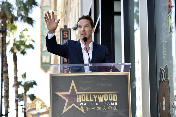 Benedict Cumberbatch attends a ceremony honoring him with a star on the Hollywood Walk of Fame, on Monday, Feb. 28, 2022, in Los Angeles. (Photo by Richard Shotwell/Invision/AP)
Benedict Cumberbatch