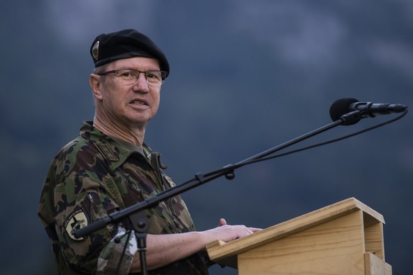 Korpskommandant Aldo C. Schellenberg, Chef Operationen der Schweizer Armee und Stellvertreter des Chefs der Armee, bei der Faehnenuebergabe des Infateriebataillons 65 der Schweizer Armee, am Dienstag, ...