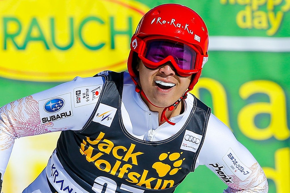 KRANJSKA GORA, SLOVENIA - MARCH 09: (FRANCE OUT) Akira Sasaki of Japan competes during the Audi FIS Alpine Ski World Cup Men's Slalom on March 09, 2014 in Kranjska Gora, Slovenia. (Photo by Stank ...