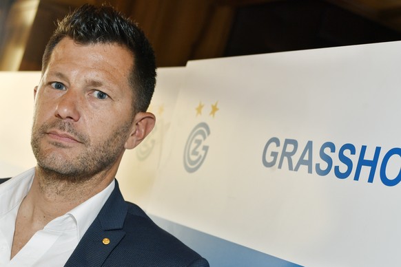 Mathias Walther, neuer Sportchef des Grasshopper Club Zuerich an einer Medienkonferenz in Zuerich am Donnerstag,18. Mai 2017. (KEYSTONE/Walter Bieri)