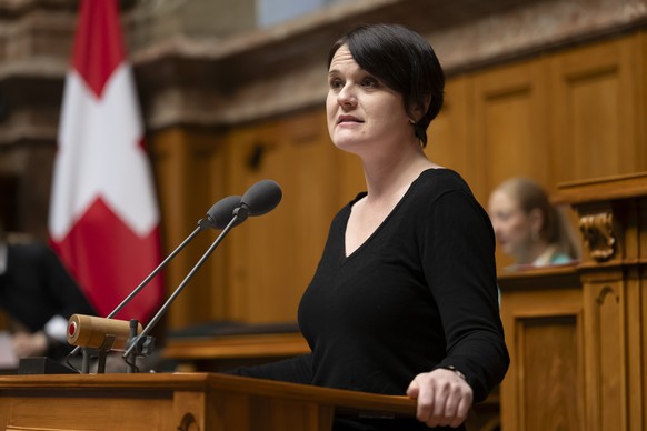 Nationalraetin Sarah Wyss, SP-BS, spricht bei der Debatte "Voranschlag 2026 mit integriertem Aufgaben- und Finanzplan 2027-2029", waehrend der Wintersession der Eidgenoessischen Raete, am Fr ...