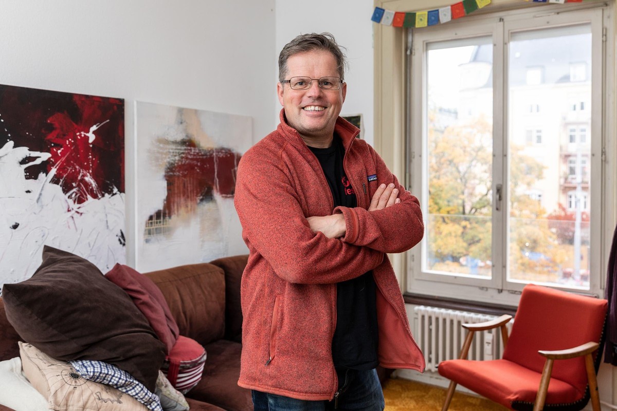 Edwin Mosers Wohnzimmerausstattung hat fast nichts gekostet.