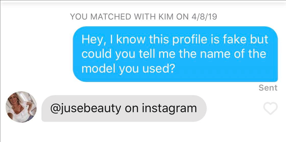 «Hey, ich weiss, dass das ein Fake-Profil ist, aber könntest du mir den Namen des Models verraten, das du benutzt hast?» – «@jusebeauty auf Instagram»