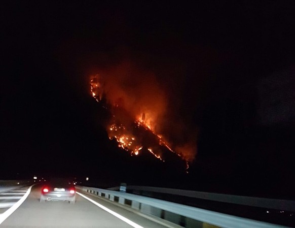 Von der A13 aus fotografiert: Brand im Bündner Misox-Tal