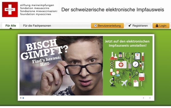 Screenshot der Webseite MeineImpfungen.ch (Elektronischer Impfausweis).