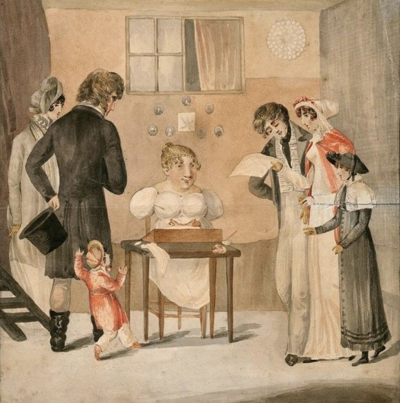 “Sarah Biffin em Bury Fair” (1810), de Frances Cooper.