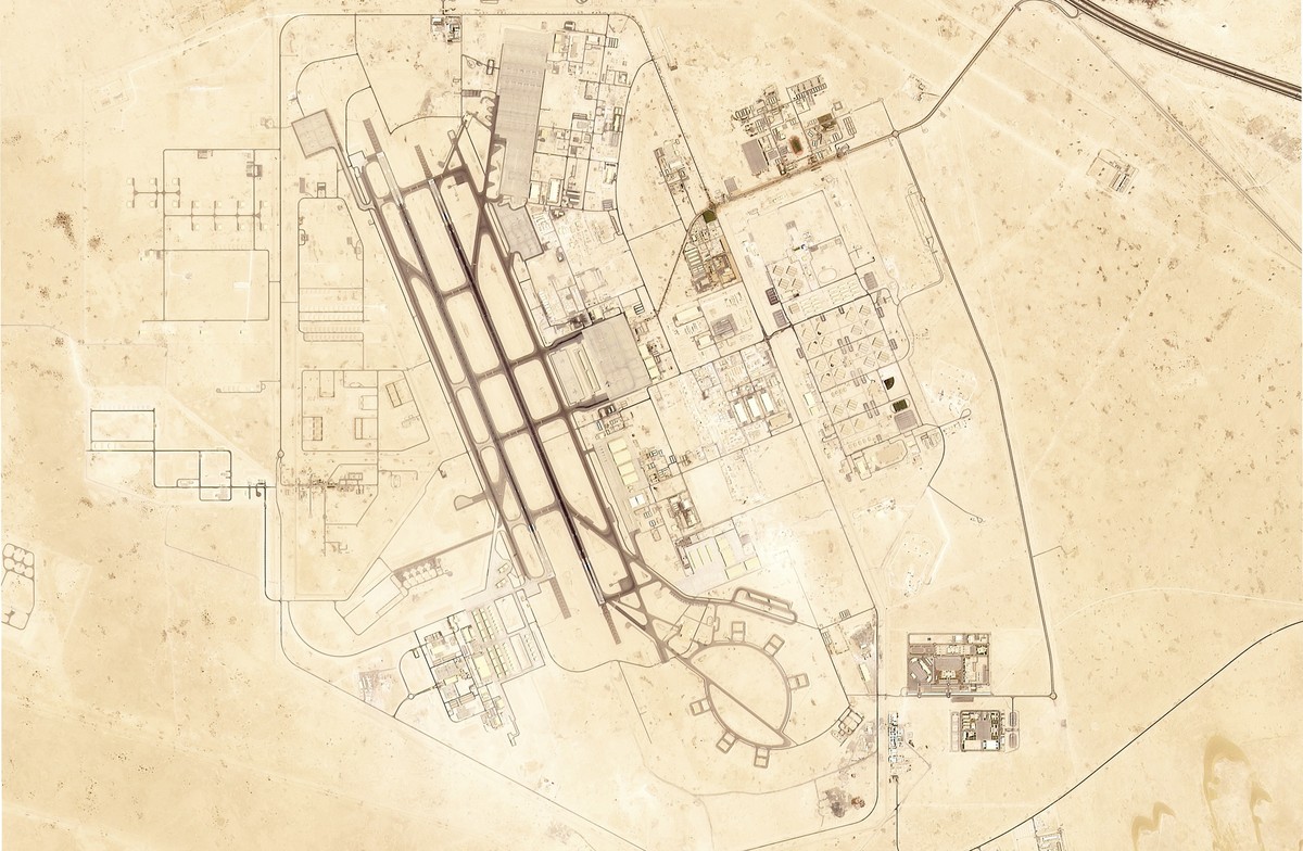 This satellite image from Planet Labs PBC shows Al Udeid Air Base outside of Doha, Qatar, after many aircraft on its tarmac left, Wednesday, June 18, 2025. (Planet Labs PBC via AP)
Qatar Mideast Wars