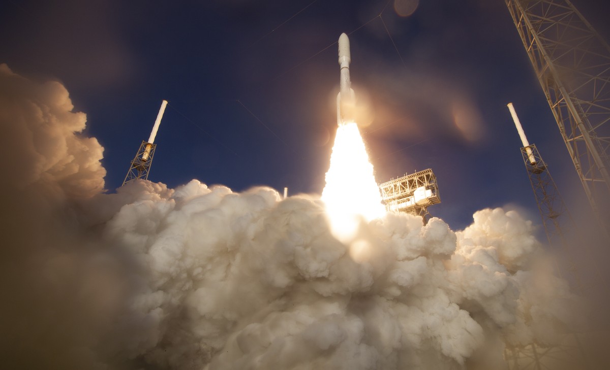 epa08574873 A handout photo made available by NASA shows A United Launch Alliance Atlas V rocket with NASA's Mars 2020 Perseverance rover onboard launches from Space Launch Complex 41 at Cape Can ...